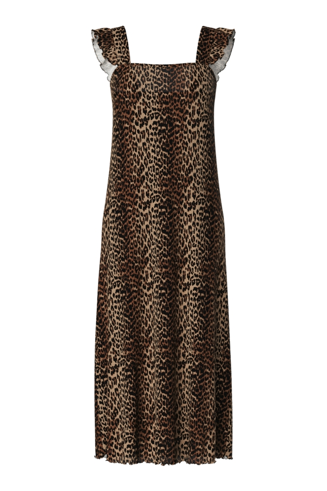 PCFLORA STRAP FLOUNCE DRESS JRS BC 17155398 BLACK/LEO